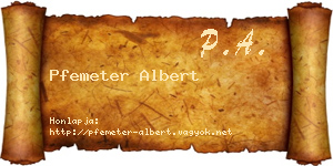 Pfemeter Albert névjegykártya